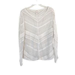 Sundance Catalog Ivory Cream Lace Crochet Tunic Sheer Pullover Blouse